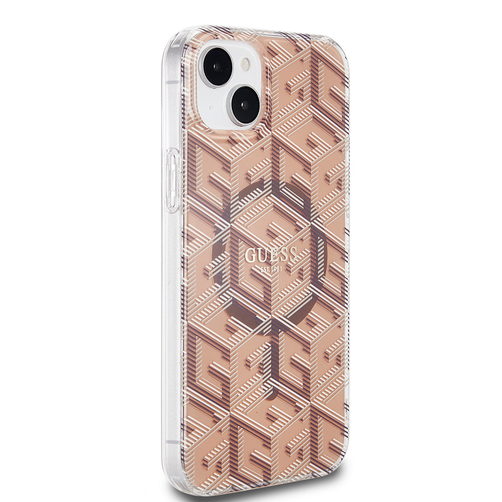Custodia MagSafe per Apple iPhone 15 Plus, Guess, IML Gcube, Marrone