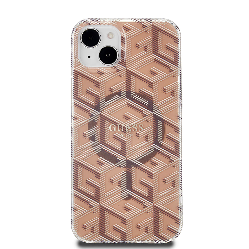 Custodia MagSafe per Apple iPhone 15 Plus, Guess, IML Gcube, Marrone