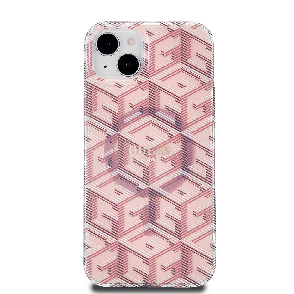 Custodia MagSafe per Apple iPhone 15 Plus, Guess, IML Gcube, Rosa