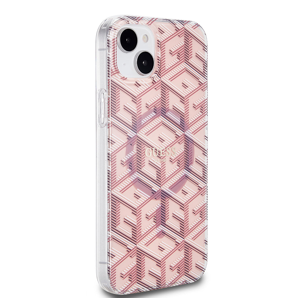 Custodia MagSafe per Apple iPhone 15 Plus, Guess, IML Gcube, Rosa