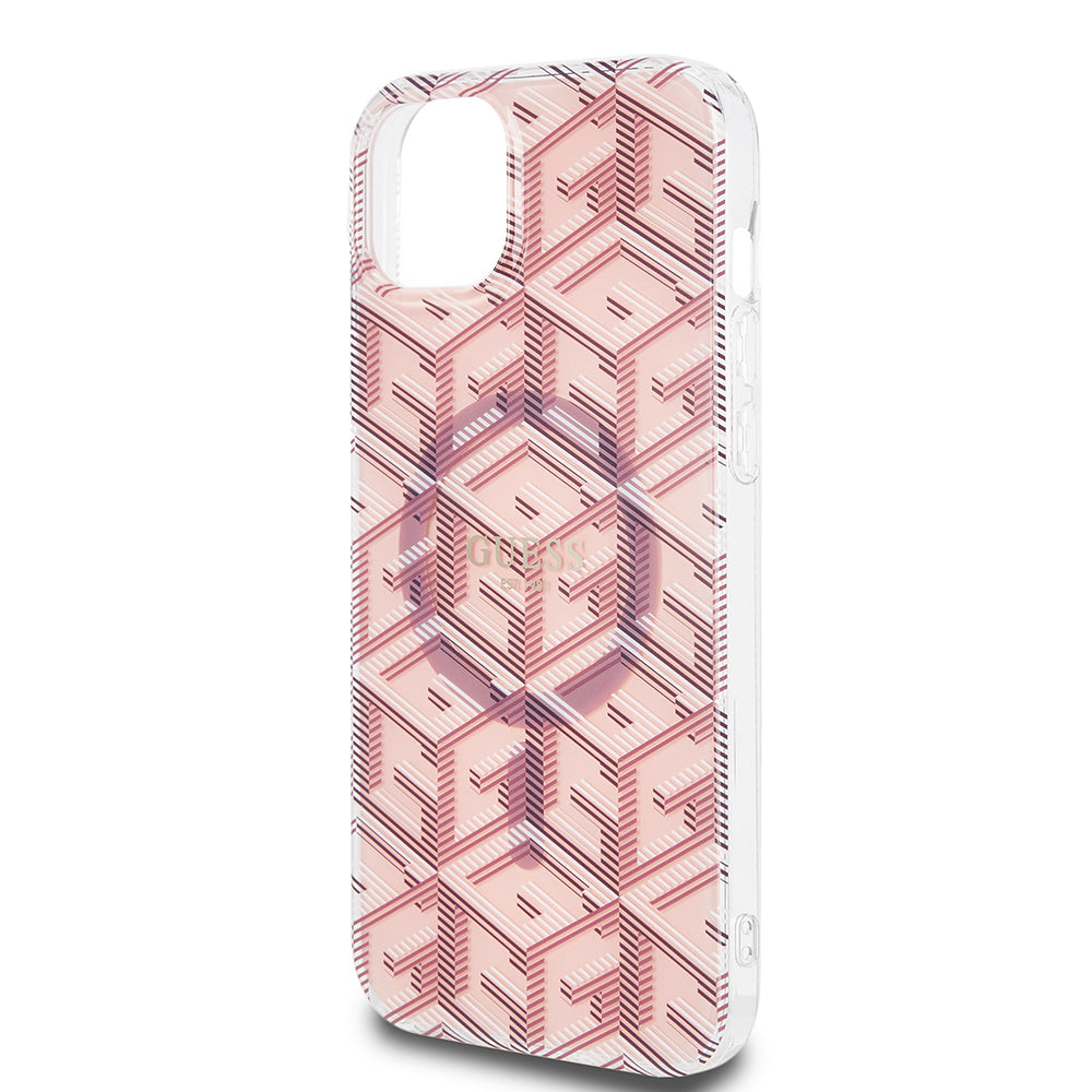 Custodia MagSafe per Apple iPhone 15 Plus, Guess, IML Gcube, Rosa