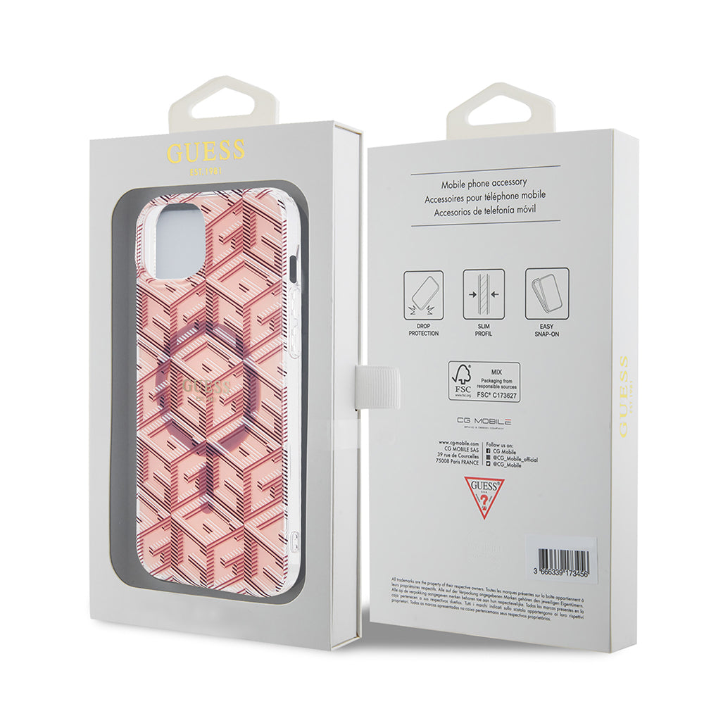 Custodia MagSafe per Apple iPhone 15 Plus, Guess, IML Gcube, Rosa