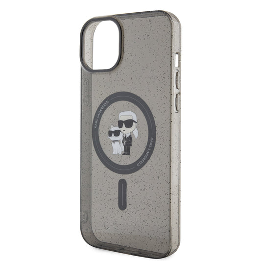 Custodia MagSafe per Apple iPhone 15 Plus, Karl Lagerfeld, Glitter, Nera