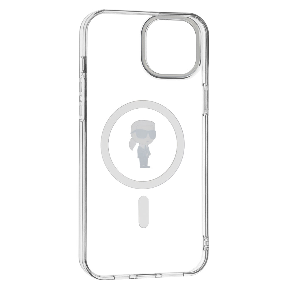 Custodia MagSafe per Apple iPhone 15 Plus, Karl Lagerfeld, IML Ikonik Karl, Trasparente