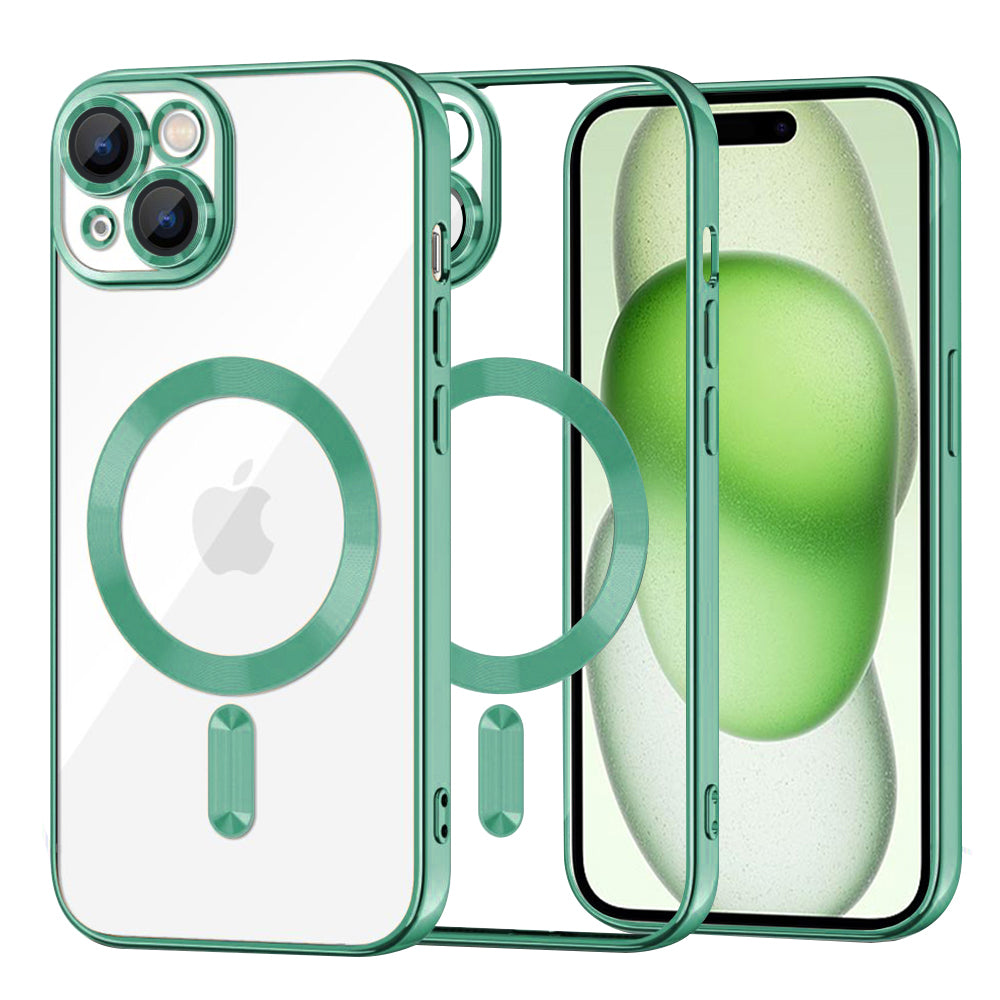 Custodia MagSafe per Apple iPhone 15 Plus, Techsuit, Luxury Crystal, Verde Chiaro