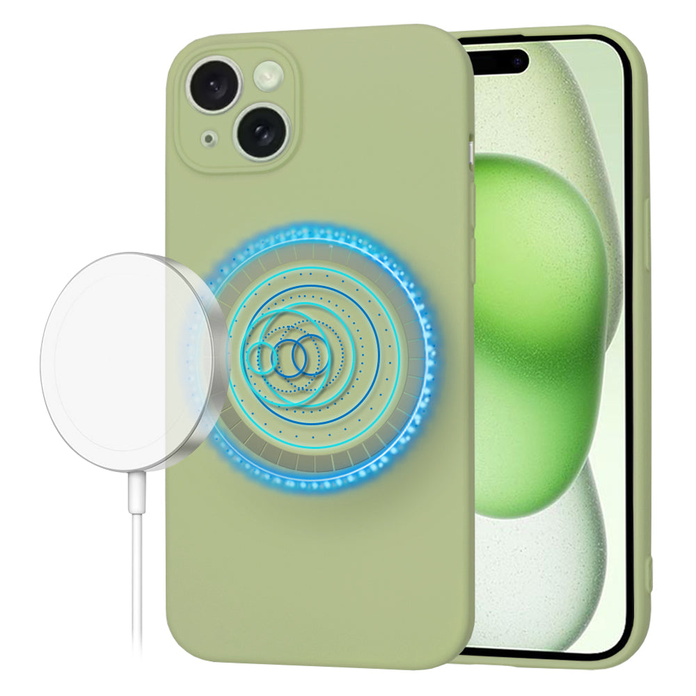 Custodia MagSafe per Apple iPhone 15 Plus, Techsuit, SoftFlex, Matcha