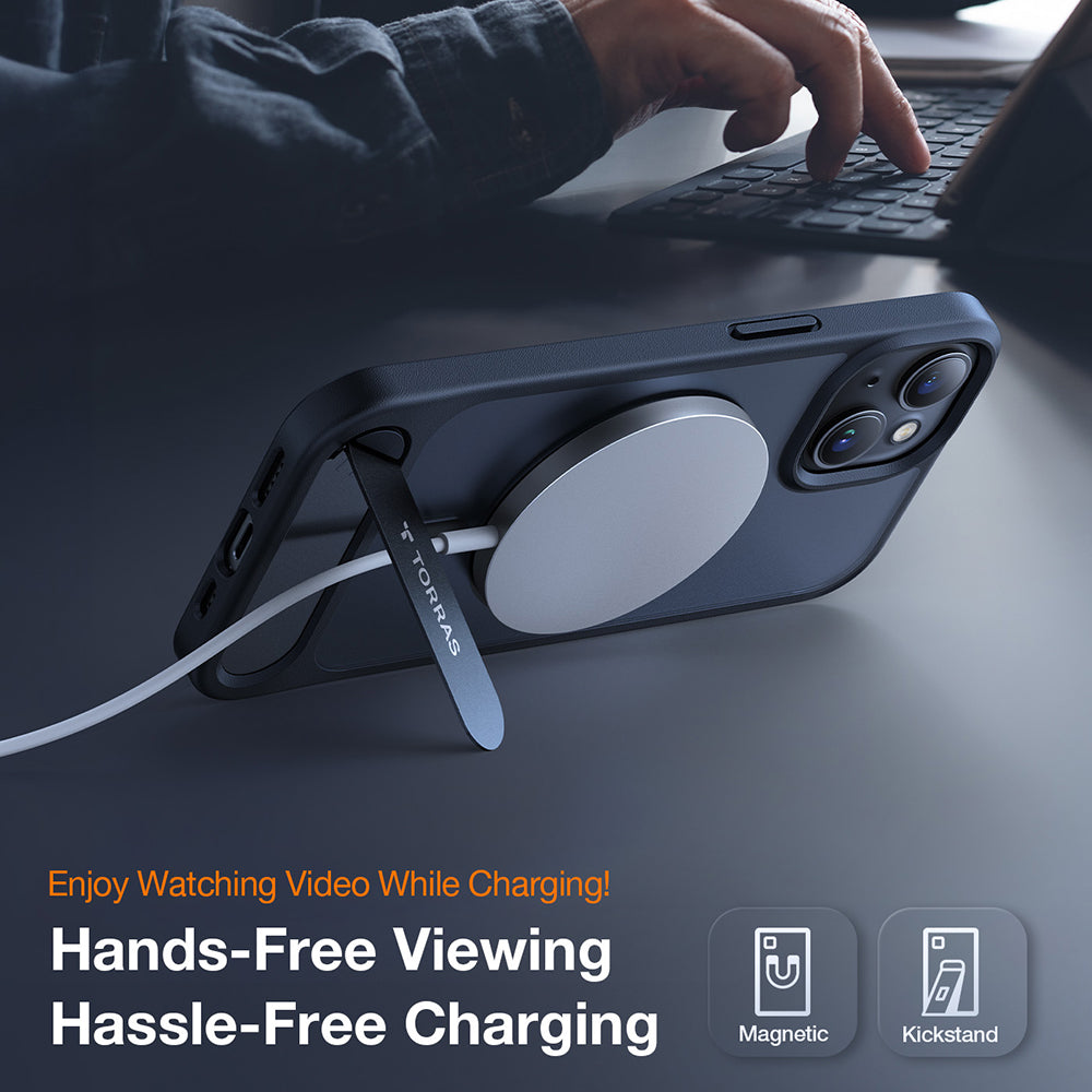 MagSafe Case for Apple iPhone 15 Plus, Torras, Pstand, Black