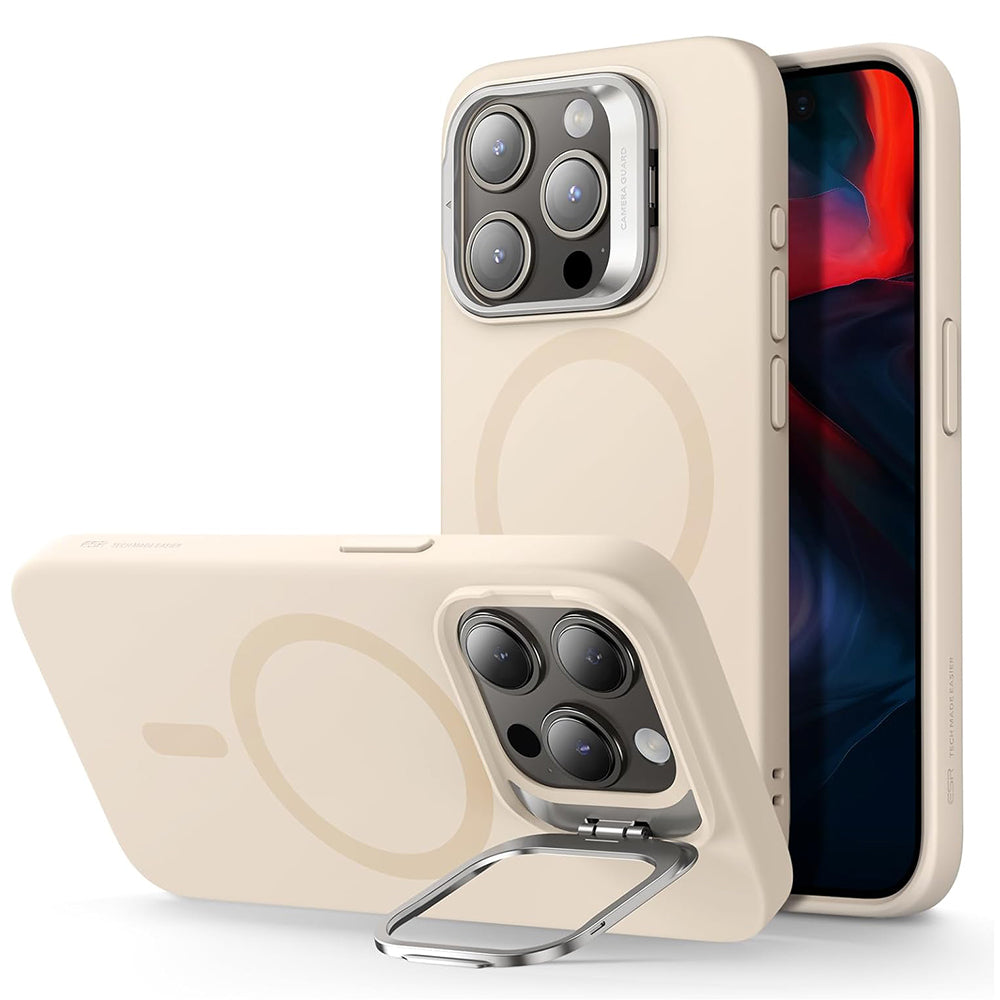 Custodia MagSafe per Apple iPhone 15 Pro, ESR, Cloud Soft Kickstand, Crema