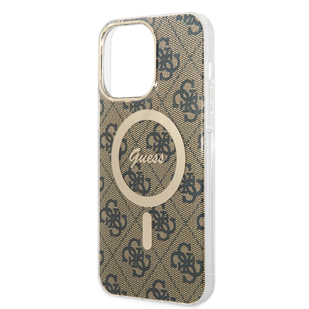 Custodia MagSafe per Apple iPhone 15 Pro, Guess, 4G IML, Marrone