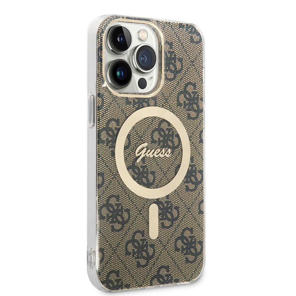 Custodia MagSafe per Apple iPhone 15 Pro, Guess, 4G IML, Marrone