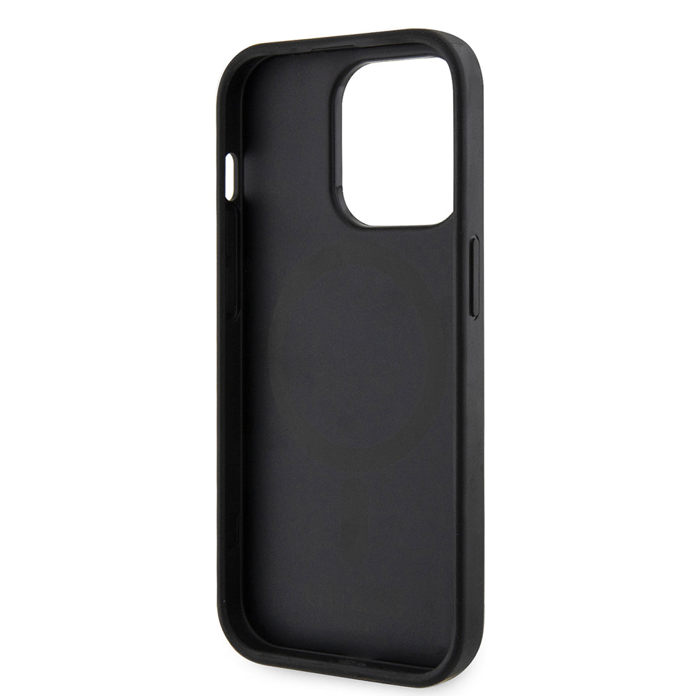 Custodia MagSafe per Apple iPhone 15 Pro, Guess, 4G Printed Stripes, Nera