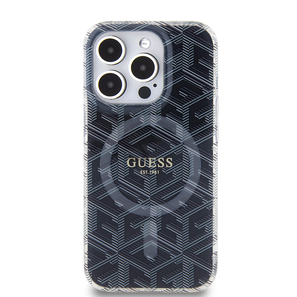 Custodia MagSafe per Apple iPhone 15 Pro, Guess, IML Gcube, Nera