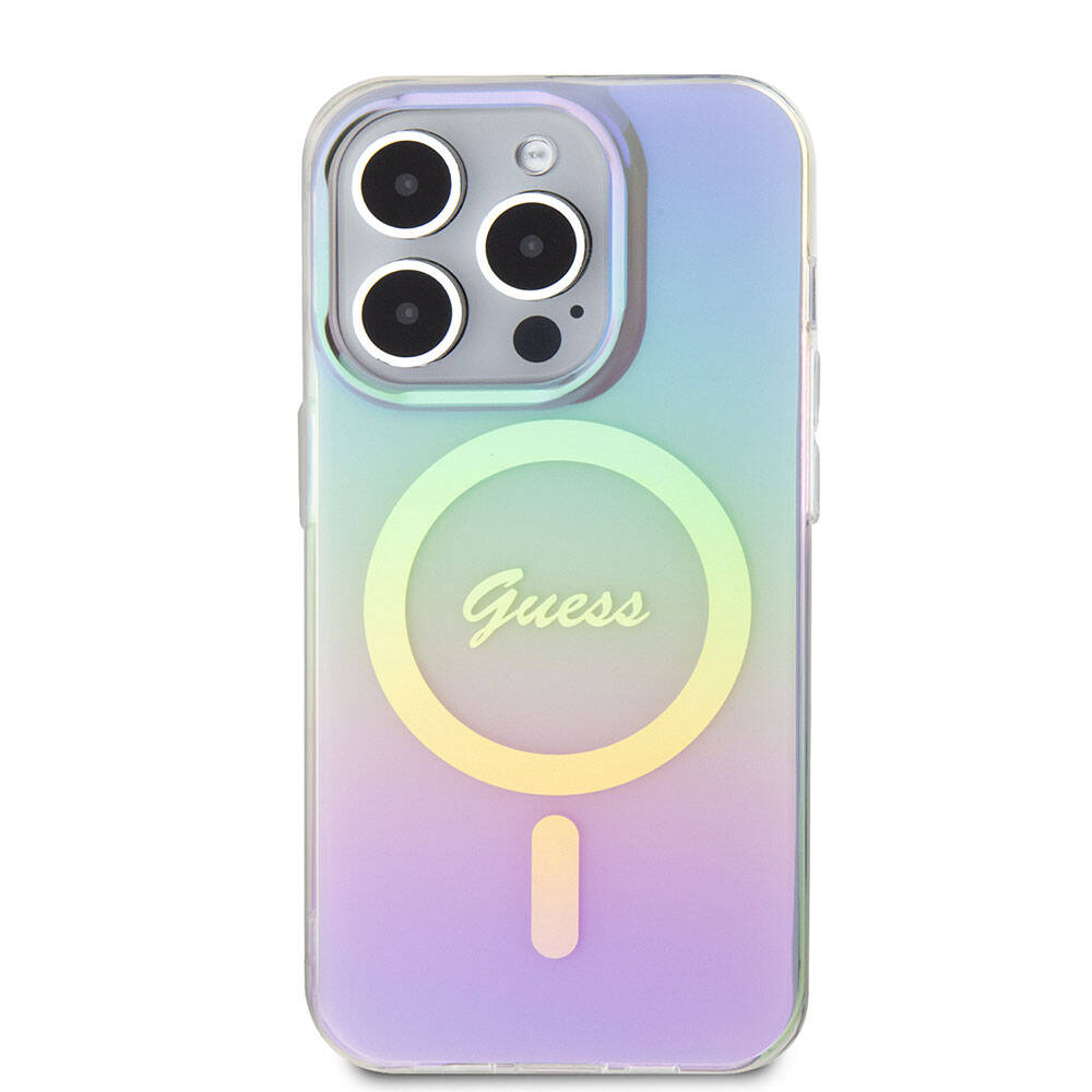 Custodia MagSafe per Apple iPhone 15 Pro, Guess, IML Iridescente, Viola