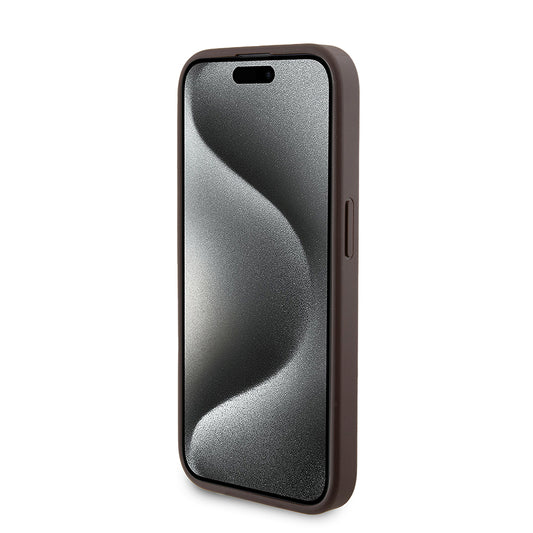 Custodia MagSafe per Apple iPhone 15 Pro, Guess, Powerbank 4G Metal Logo, Marrone