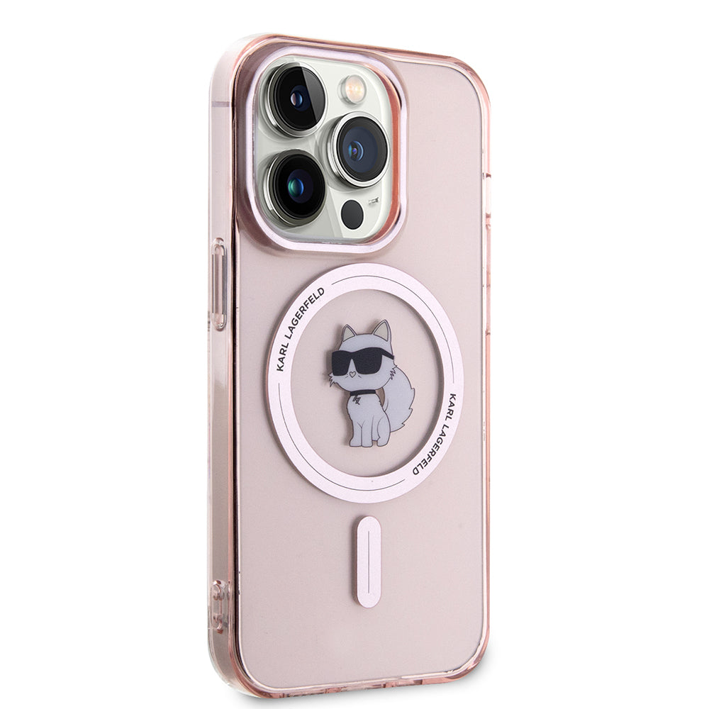 Custodia MagSafe per Apple iPhone 15 Pro, Karl Lagerfeld, IML Choupette, Rosa