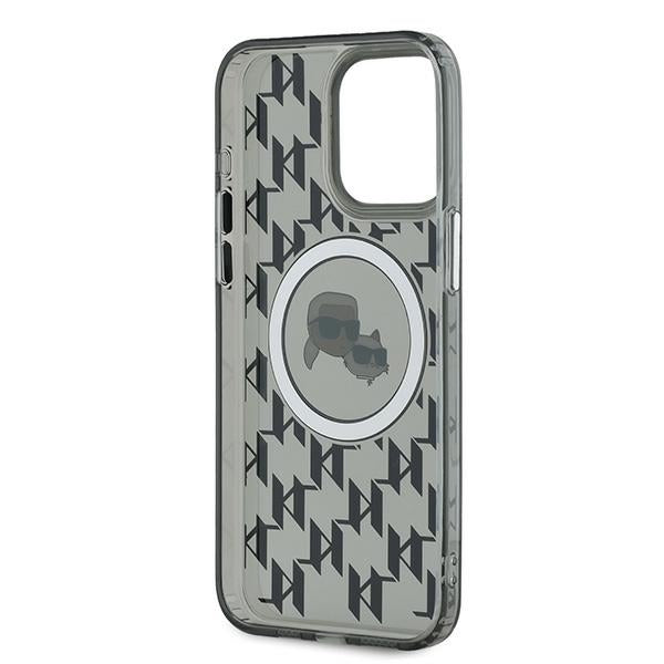 Custodia MagSafe per Apple iPhone 15 Pro, Karl Lagerfeld, IML Monogramma Karl & Choupette's Heads, Nera