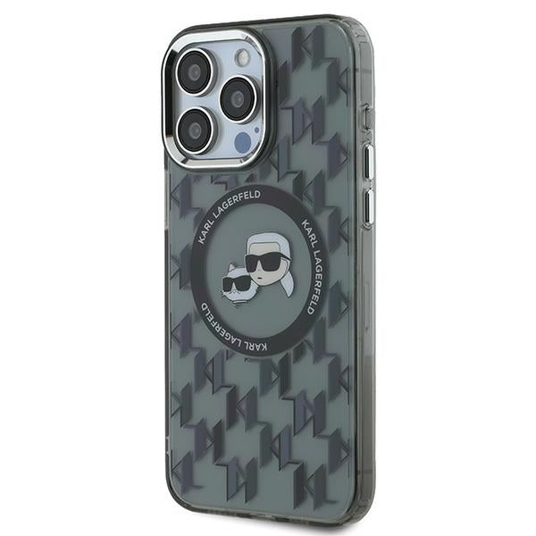 Custodia MagSafe per Apple iPhone 15 Pro, Karl Lagerfeld, IML Monogramma Karl & Choupette's Heads, Nera
