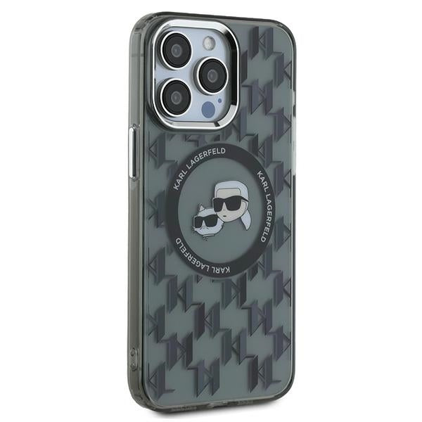Custodia MagSafe per Apple iPhone 15 Pro, Karl Lagerfeld, IML Monogramma Karl & Choupette's Heads, Nera