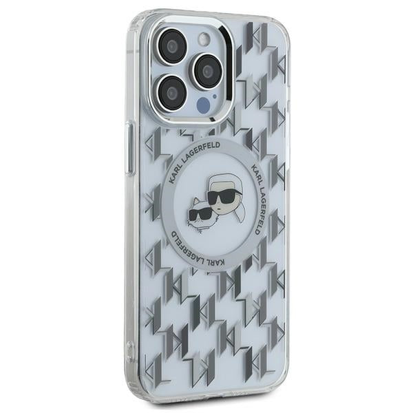 Custodia MagSafe per Apple iPhone 15 Pro, Karl Lagerfeld, IML Monogramma Karl & Choupette's Heads, Trasparente