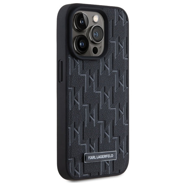 Custodia MagSafe per Apple iPhone 15 Pro, Karl Lagerfeld, Monogram Metal Logo, Nera