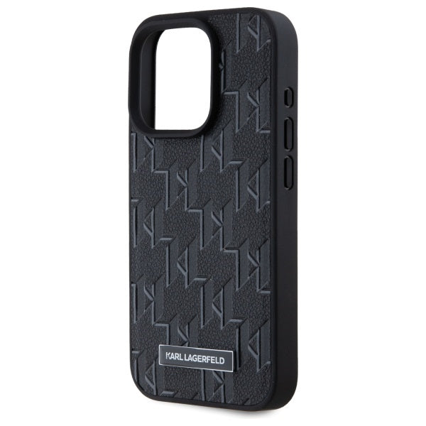 Custodia MagSafe per Apple iPhone 15 Pro, Karl Lagerfeld, Monogram Metal Logo, Nera