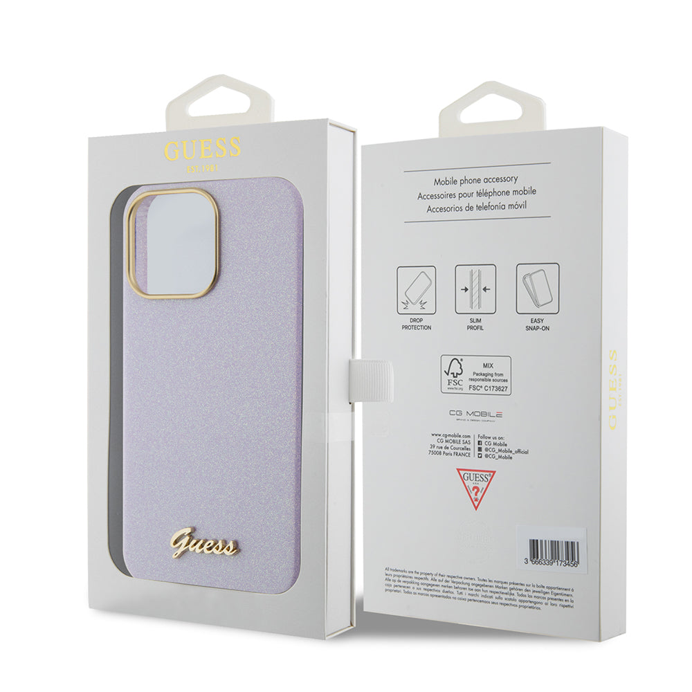 Custodia MagSafe per Apple iPhone 15 Pro Max, Guess, Glitter Full Wrapped, Viola GUHCP15XPGMCSL