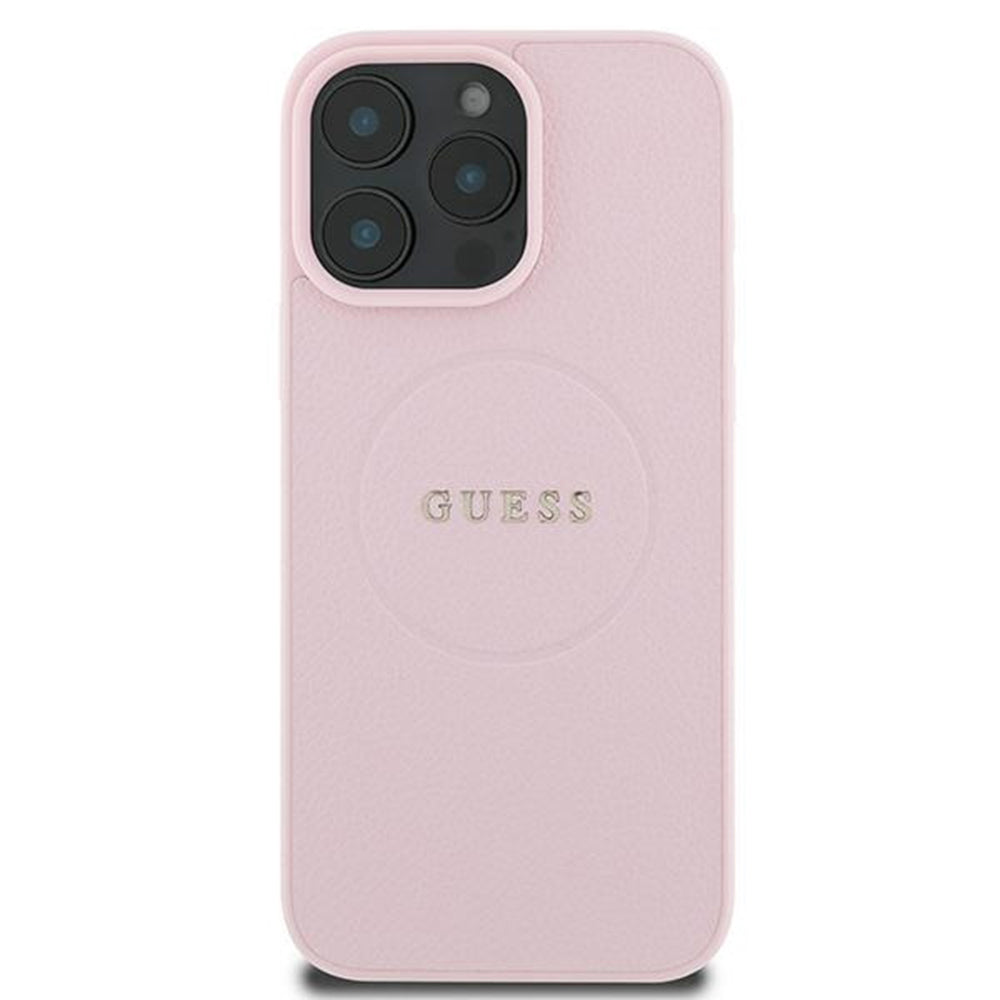 Custodia MagSafe per Apple iPhone 15 Pro Max, Guess, Grained Gold Ring, Rosa