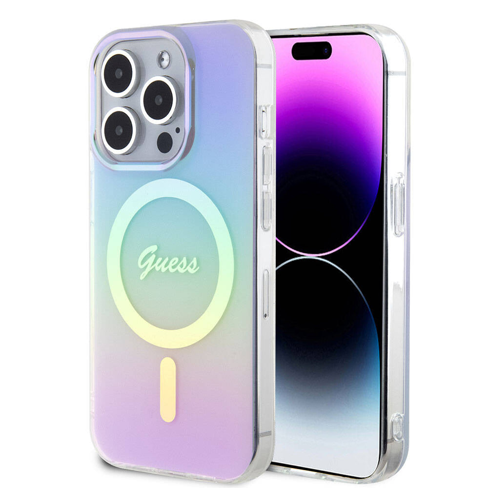 Custodia MagSafe per Apple iPhone 15 Pro Max, Guess, IML Iridescente, Viola