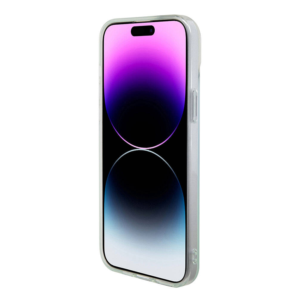 Custodia MagSafe per Apple iPhone 15 Pro Max, Guess, IML Iridescente, Turchese
