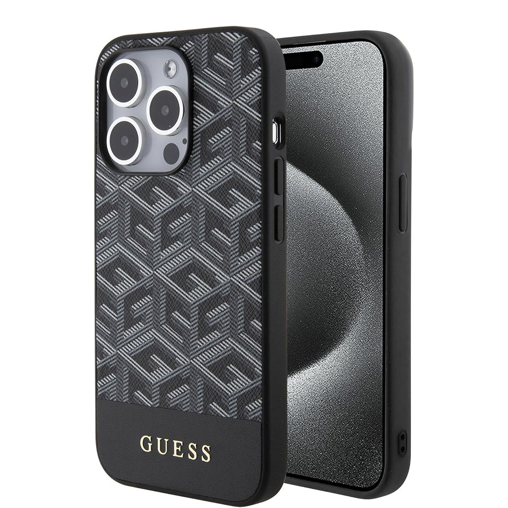 Custodia MagSafe per Apple iPhone 15 Pro Max, Guess, PU G Cube, Nera GUHMP15XHGCFSEK