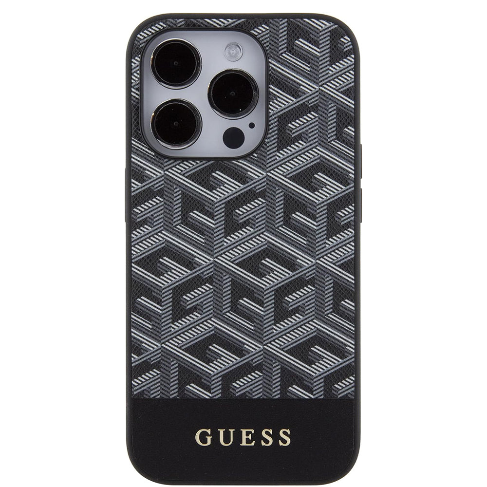 Custodia MagSafe per Apple iPhone 15 Pro Max, Guess, PU G Cube, Nera GUHMP15XHGCFSEK