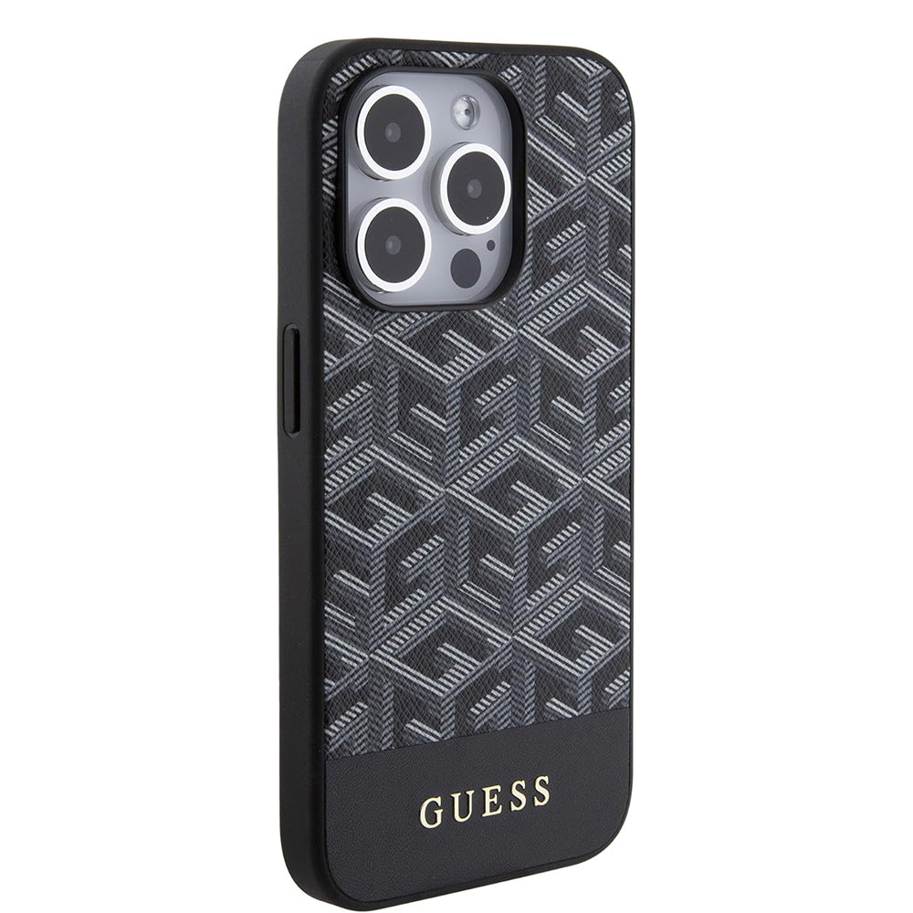 Custodia MagSafe per Apple iPhone 15 Pro Max, Guess, PU G Cube, Nera GUHMP15XHGCFSEK