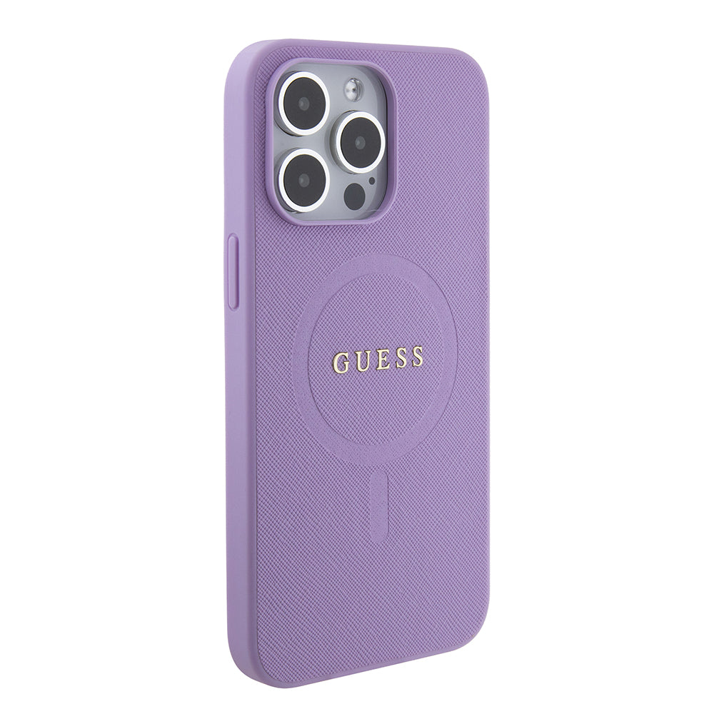 Custodia MagSafe per Apple iPhone 15 Pro Max, Guess, Saffiano, Viola