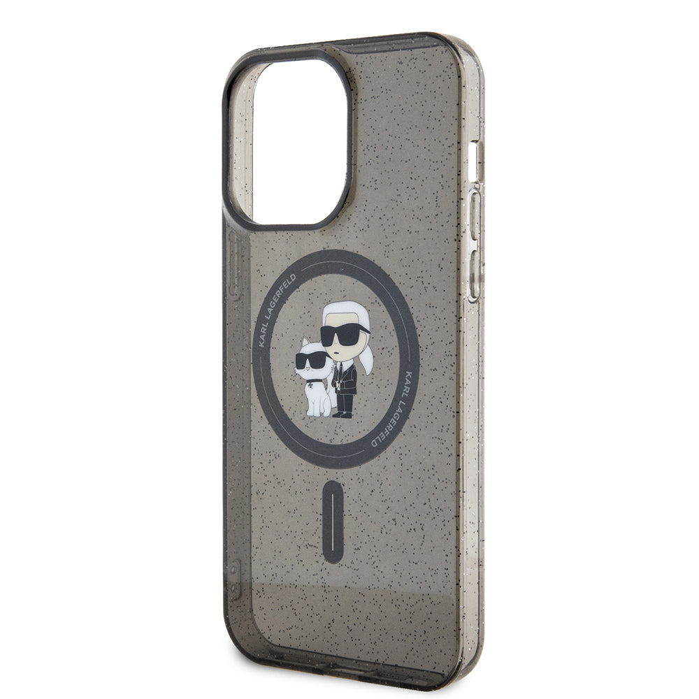 Custodia MagSafe per Apple iPhone 15 Pro Max, Karl Lagerfeld, Glitter Karl & Choupette, Nera