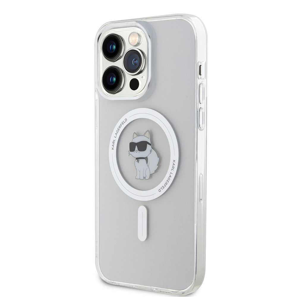 Custodia MagSafe per Apple iPhone 15 Pro Max, Karl Lagerfeld, IML Choupette, Trasparente