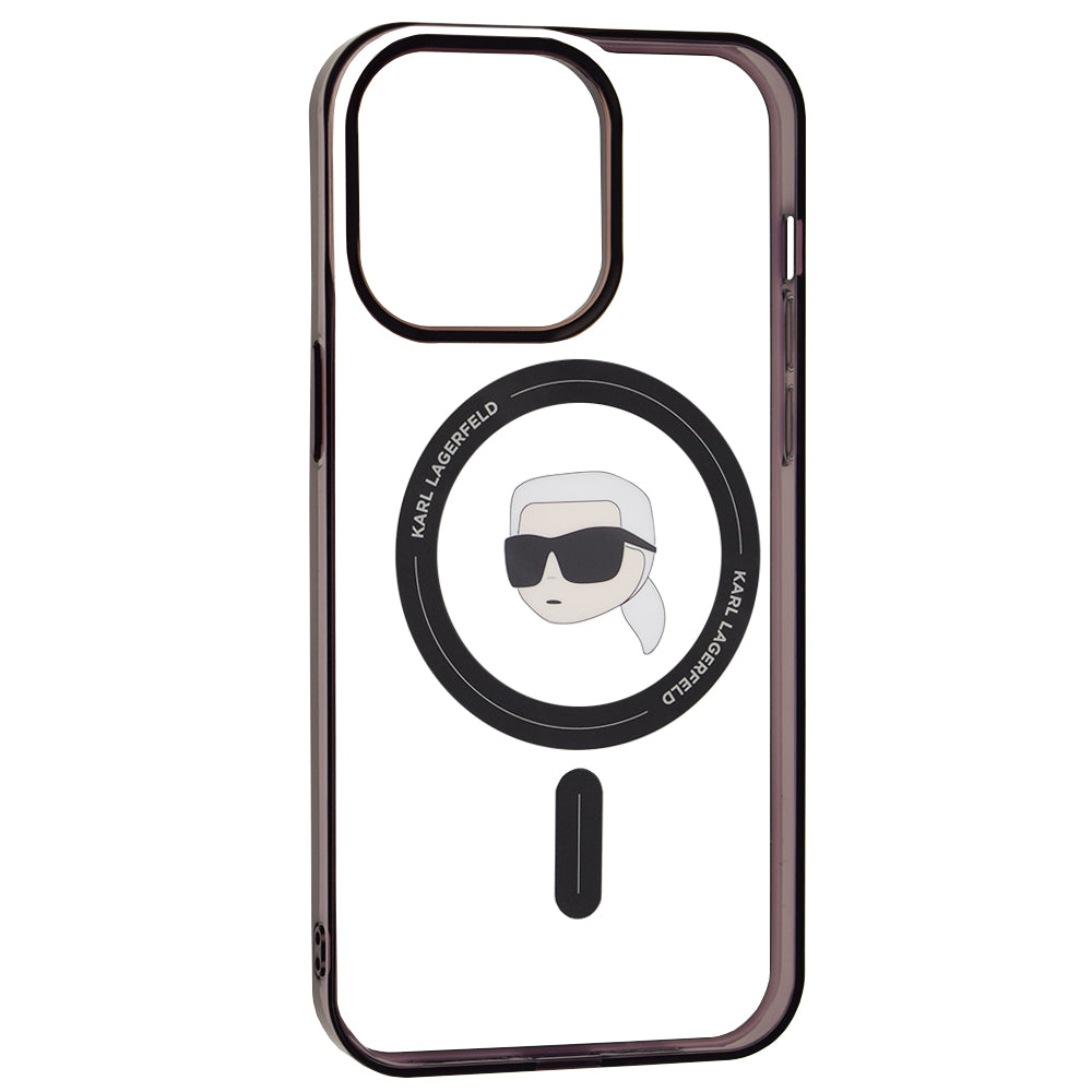 Custodia MagSafe per Apple iPhone 15 Pro Max, Karl Lagerfeld, IML Karl's Head, Trasparente