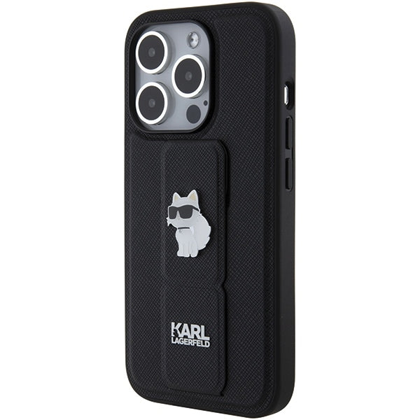 Custodia MagSafe per Apple iPhone 15 Pro Max, Karl Lagerfeld, Saffiano Gripstand Choupette, Nera