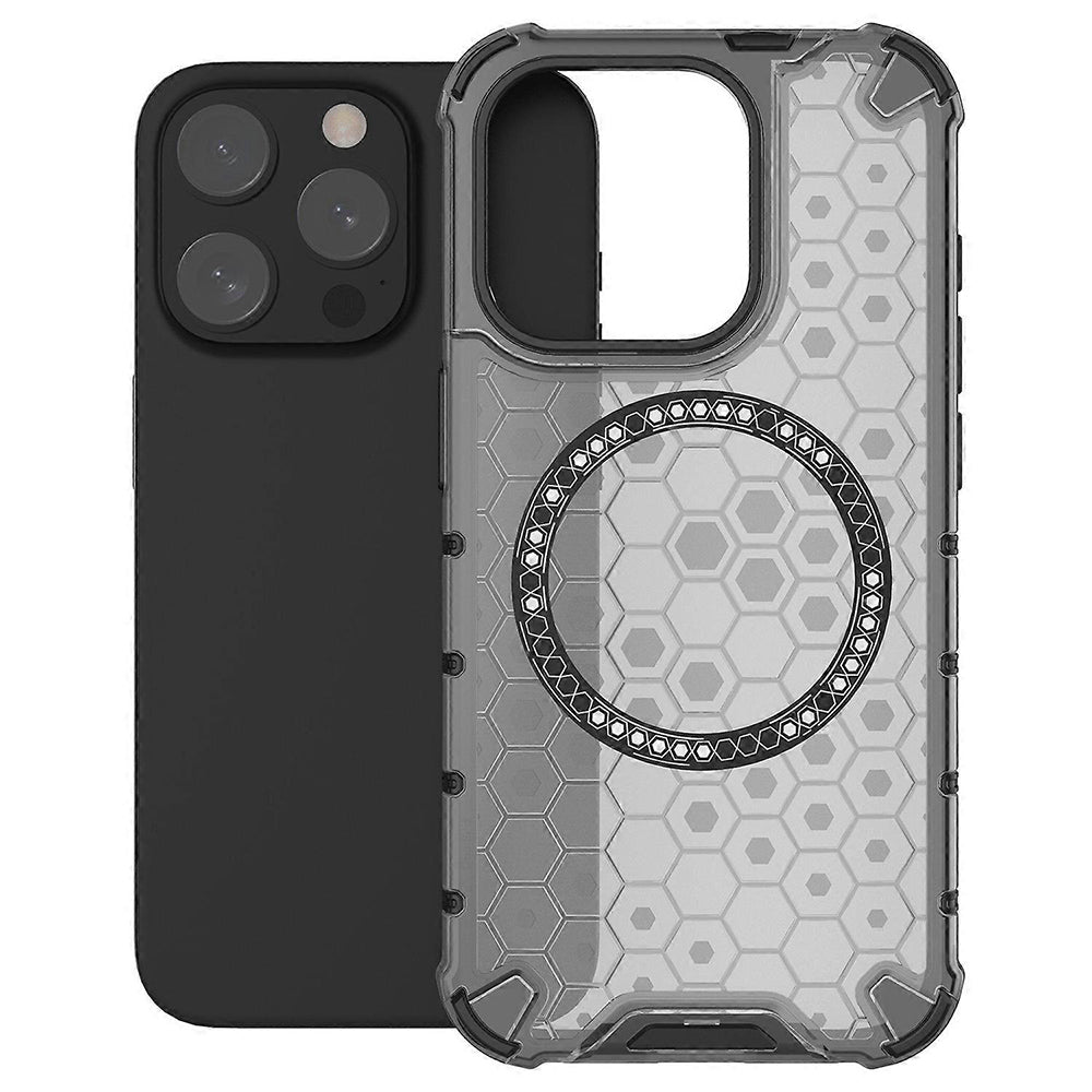 Custodia MagSafe per Apple iPhone 15 Pro Max, Techsuit, HoneyComb Shield, Nera