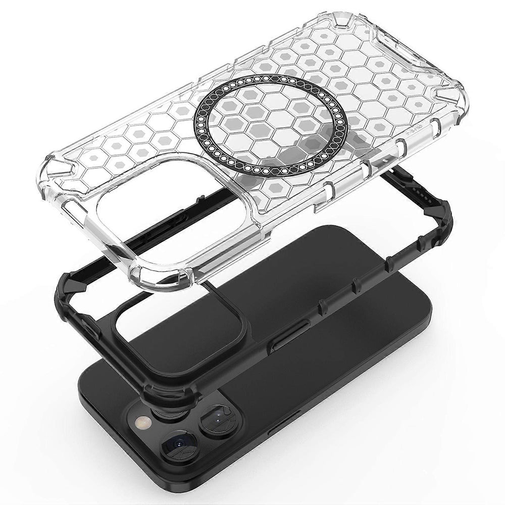 Custodia MagSafe per Apple iPhone 15 Pro Max, Techsuit, HoneyComb Shield, Nera