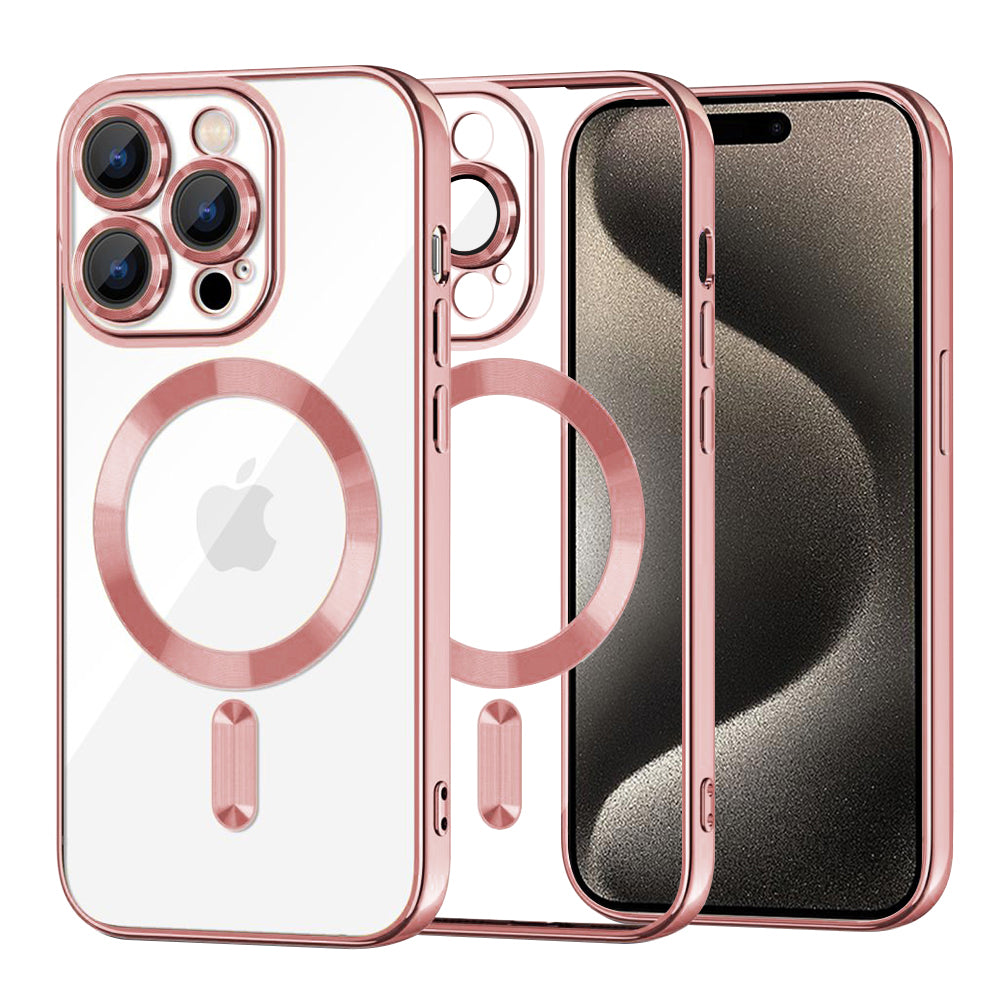 Custodia MagSafe per Apple iPhone 15 Pro Max, Techsuit, Luxury Crystal, Rosa