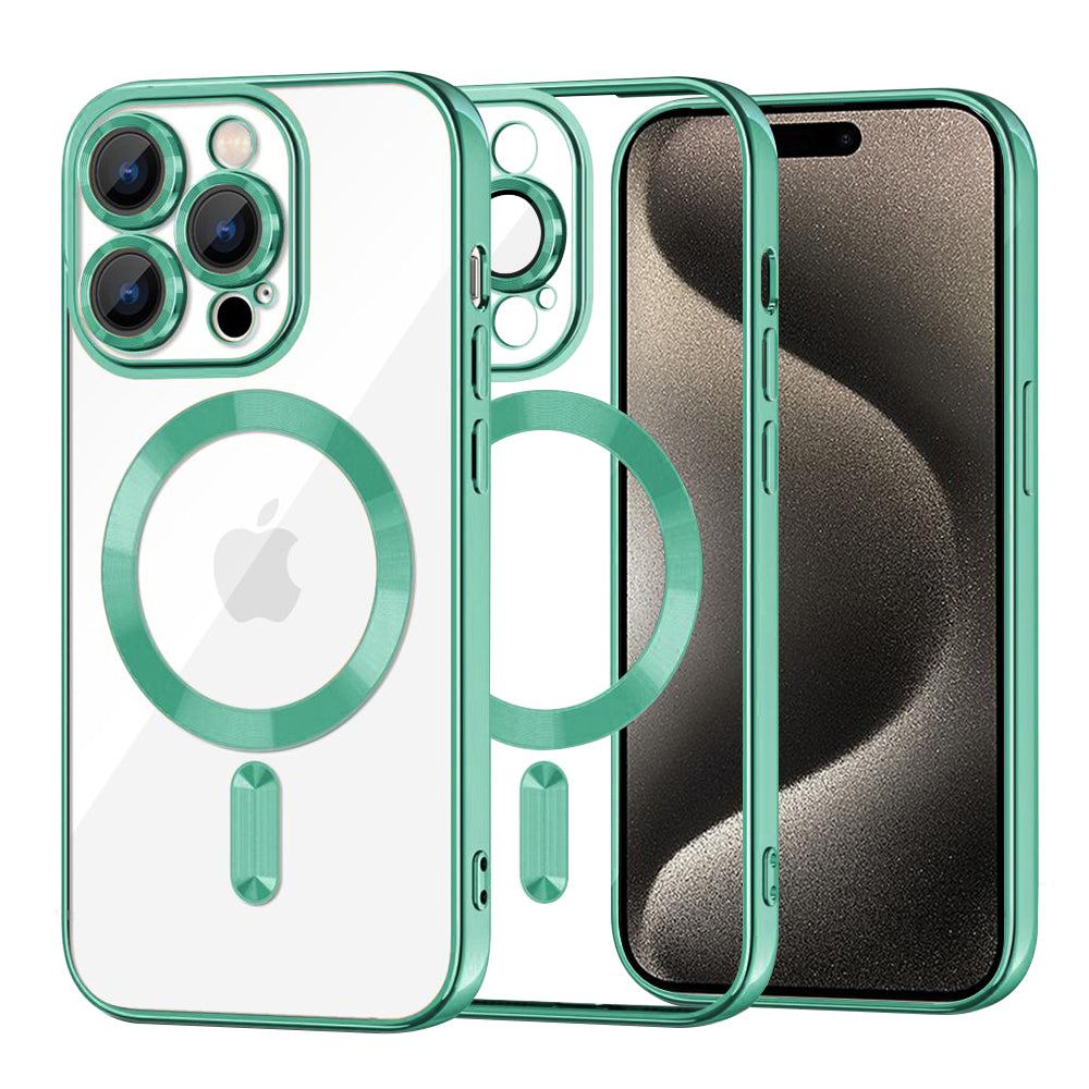 Custodia MagSafe per Apple iPhone 15 Pro Max, Techsuit, Luxury Crystal, Verde Chiaro