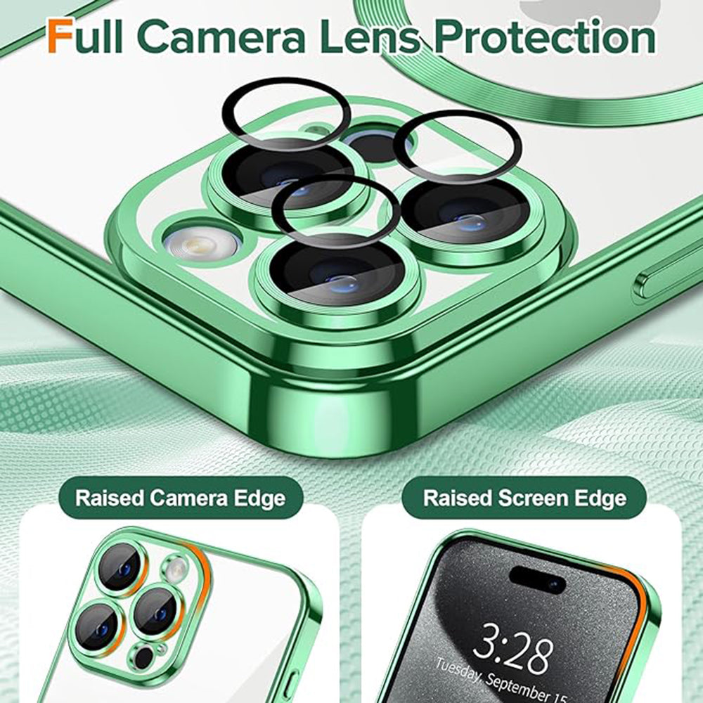 Custodia MagSafe per Apple iPhone 15 Pro Max, Techsuit, Luxury Crystal, Verde Chiaro