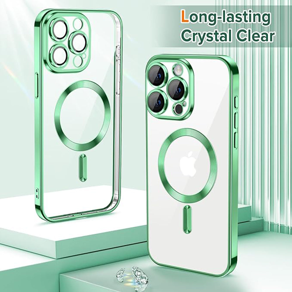Custodia MagSafe per Apple iPhone 15 Pro Max, Techsuit, Luxury Crystal, Verde Chiaro