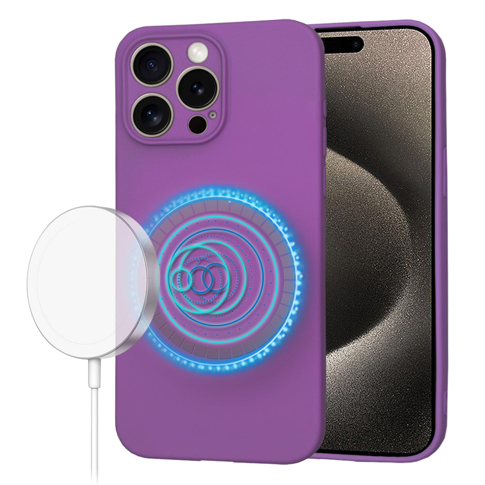 Custodia MagSafe per Apple iPhone 15 Pro Max, Techsuit, SoftFlex, Viola