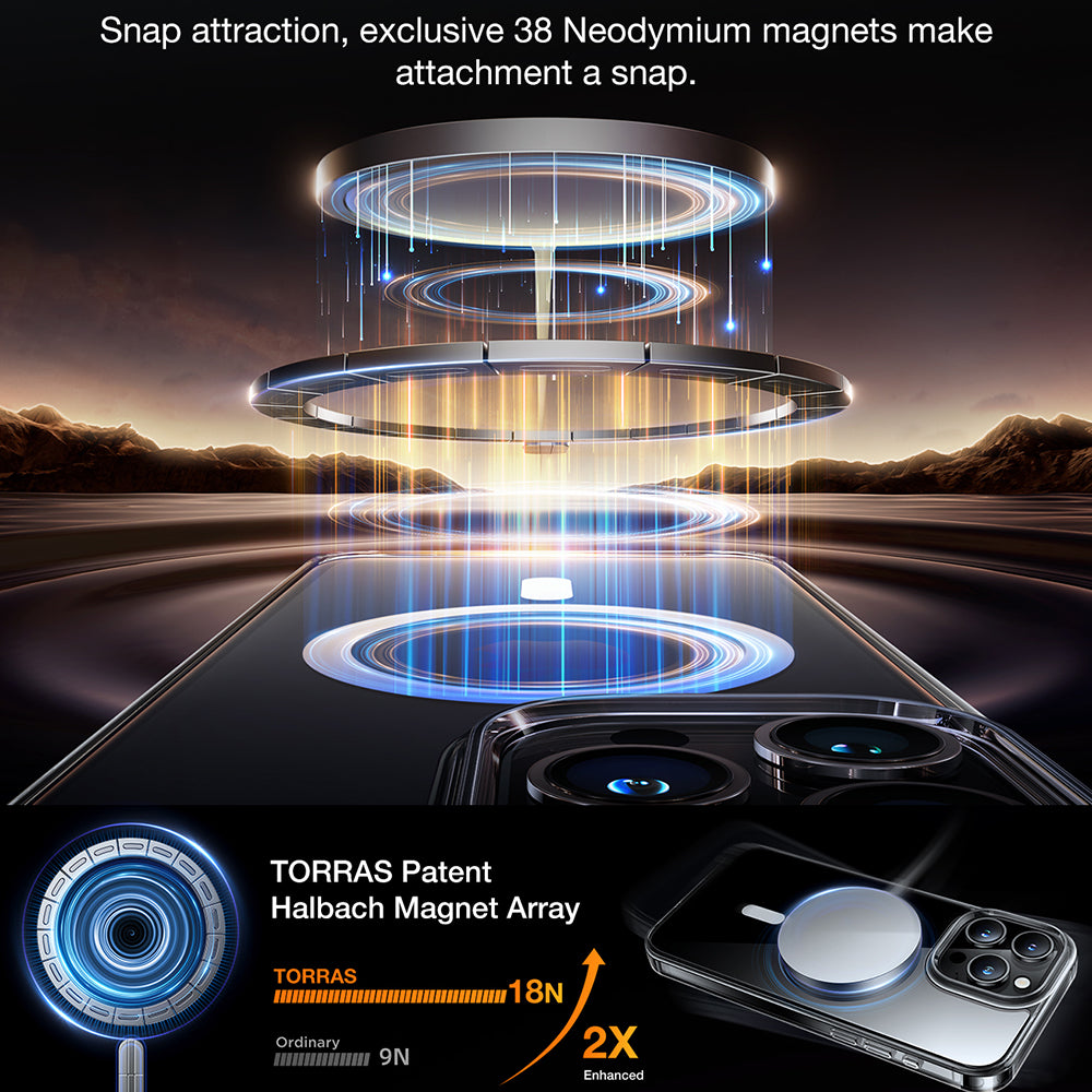 Custodia MagSafe per Apple iPhone 15 Pro Max, Torras, Diamond, Trasparente