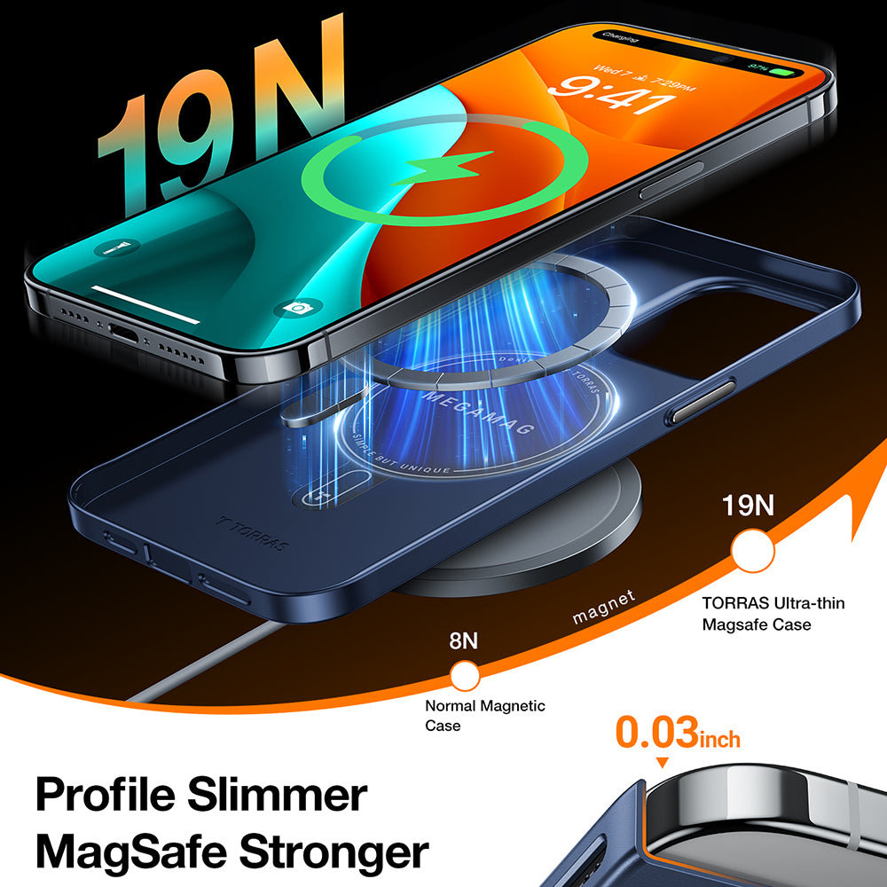 Custodia MagSafe per Apple iPhone 15 Pro Max, Torras, OriginFit, Blu navy