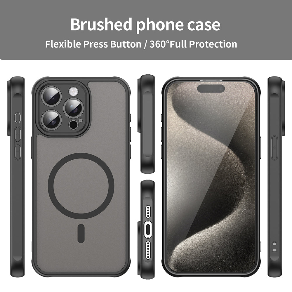Custodia MagSafe per Apple iPhone 15 Pro, Techsuit, HaloFrost II, Nera