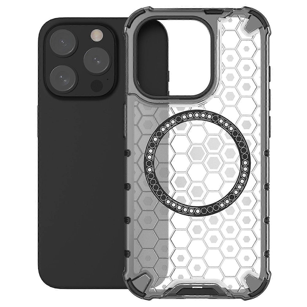 Custodia MagSafe per Apple iPhone 15 Pro, Techsuit, HoneyComb Shield, Bianca