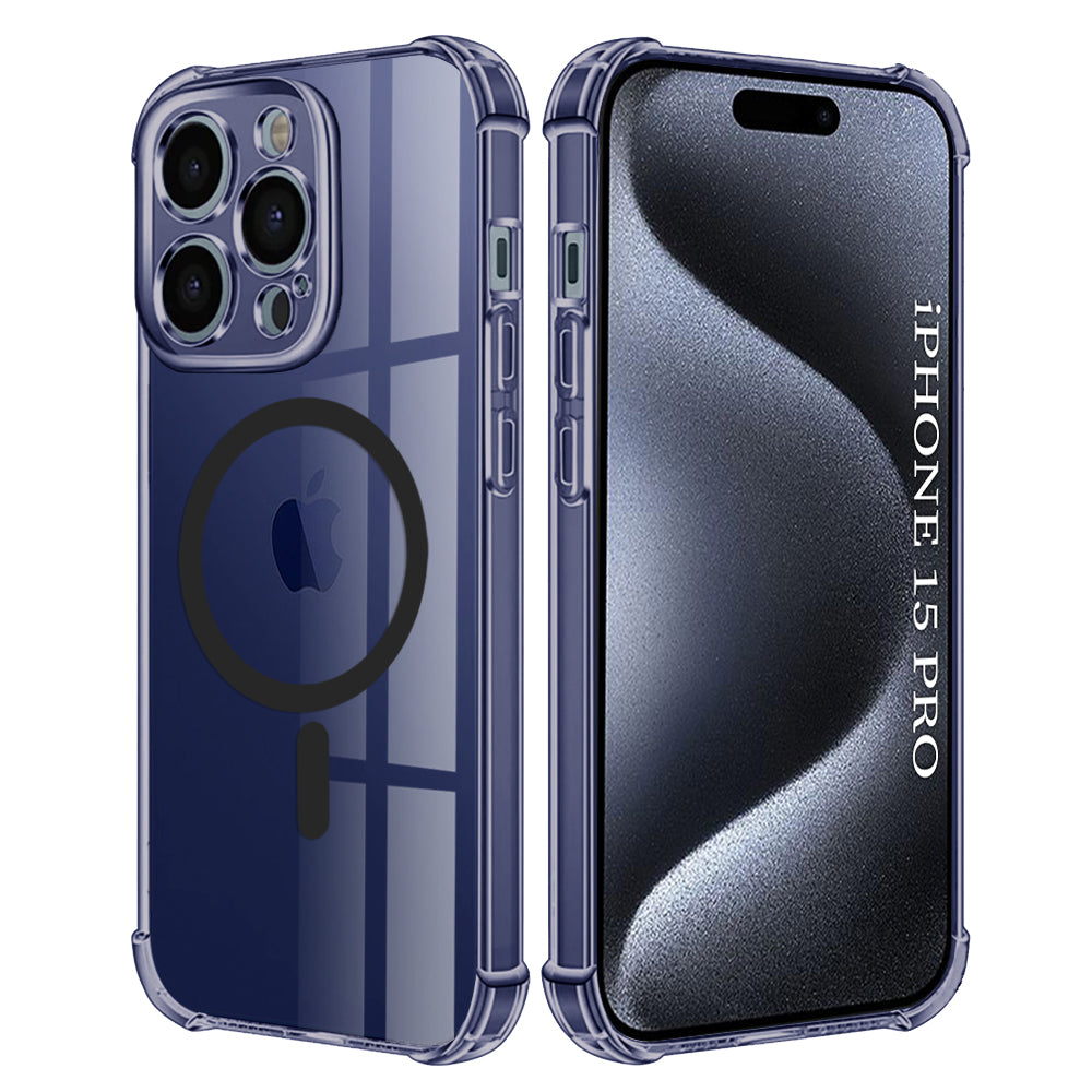 Custodia MagSafe per Apple iPhone 15 Pro, Techsuit, Shockproof Clear, Fumè