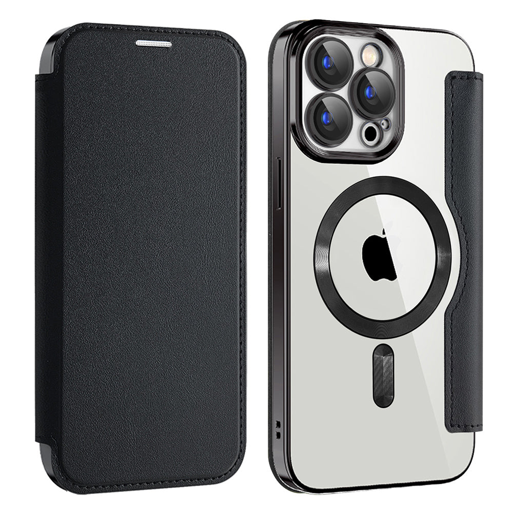 Custodia MagSafe per Apple iPhone 15 Pro, Techsuit, SmartMag Book, Nera